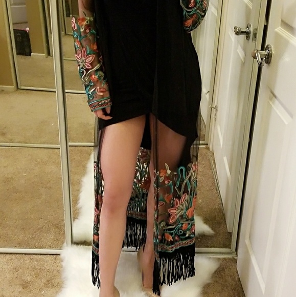 Last One!• Floral Tassel Kimono Boho Open Duster - Picture 7 of 8